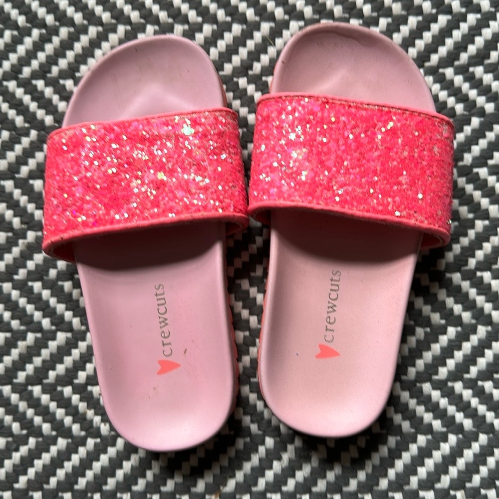 NWOT Crewcuts by J. Crew Pink sparkle slides flip flops